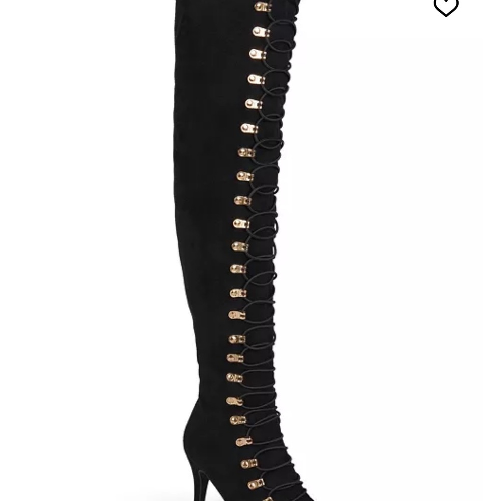 Chic Black Over-the-Knee Boots with Gold Accents